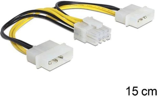 Delock - Strømkabel - 8-pins EPS12V (hunn) til 4-pin intern strøm (hann) - 15 cm