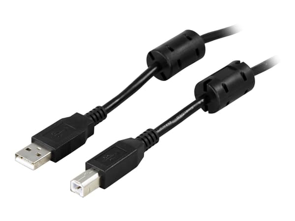 DELTACO - USB-kabel - USB (hane) till USB typ B (hane) - USB 2.0 - 5 m - svart