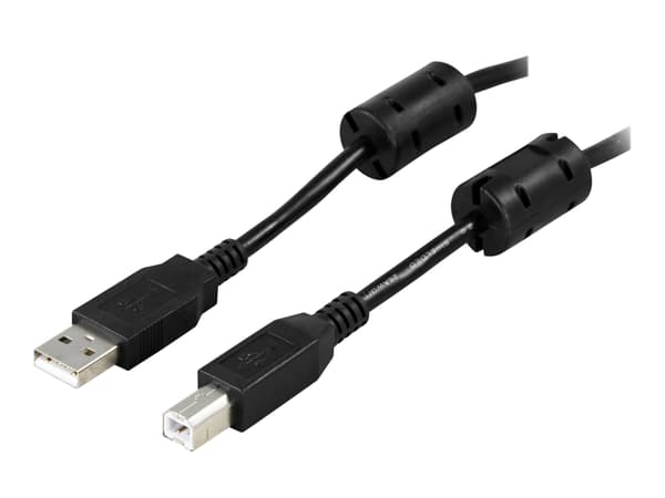DELTACO - USB-kabel - USB (hane) till USB typ B (hane) - USB 2.0 - 5 m - svart