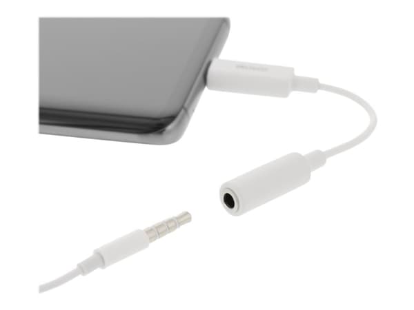 Deltaco USBC-1145, Valkoinen, USB C, 3.5mm, 0,11 m, Uros, Naaras