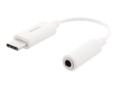 Deltaco USBC-1145, Valkoinen, USB C, 3.5mm, 0,11 m, Uros, Naaras