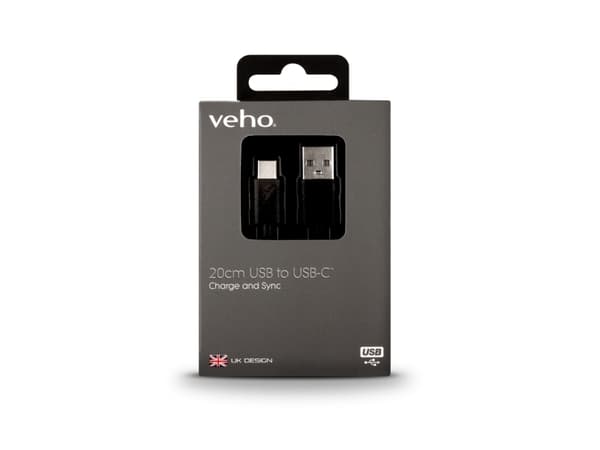 Veho - USB-kaapeli - USB-C (han) til USB (han) - 20 cm - lajittelu