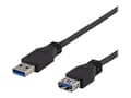 Miniatyrbild 1 av 5: DELTACO USB3-242 - USB-förlängningskabel - USB typ A (hona) till USB typ A (hane) - USB 3.1 Gen 1 - 2 m - svart