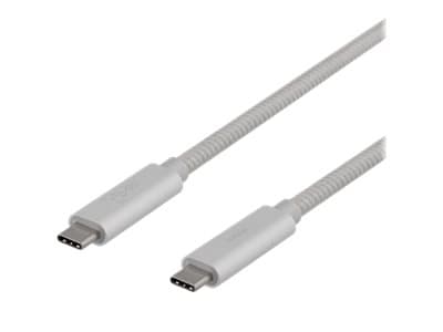 DELTACO USBC-1417M - USB-kabel - USB-C (hane) till USB-C (hane) - USB 3.1 Gen 2 - 5 A - 1 m - USB-strömleverans (5A, 100W) - silver