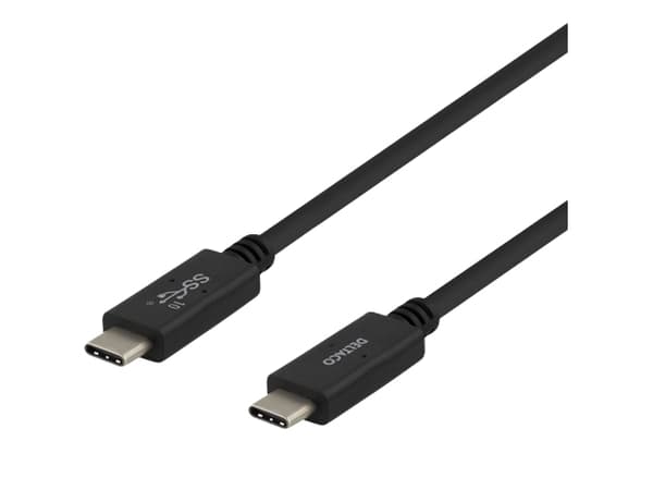 Deltaco USBC-1401M, 0,5 m, USB C, USB C, USB 3.2 Gen 2 (3.1 Gen 2), 10000 Mbit/s, Svart