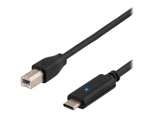 DELTACO USB 2.0 cable, Type C M - Type B M, 2m, black