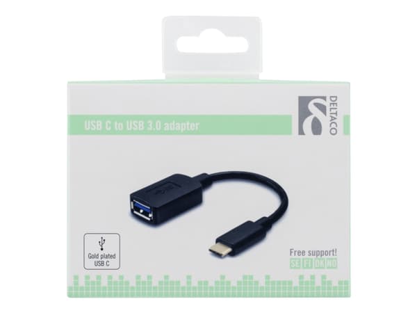 DELTACO USBC-1204 - USB-adapter - USB typ A (hun) till 24 stift USB-C (han) - USB 3.1 - 15 cm - sorterad