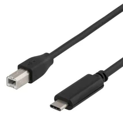 DELTACO - USB-kabel - USB typ B (hane) till 24 pin USB-C (hane) - USB 2.0 - 1 m - svart