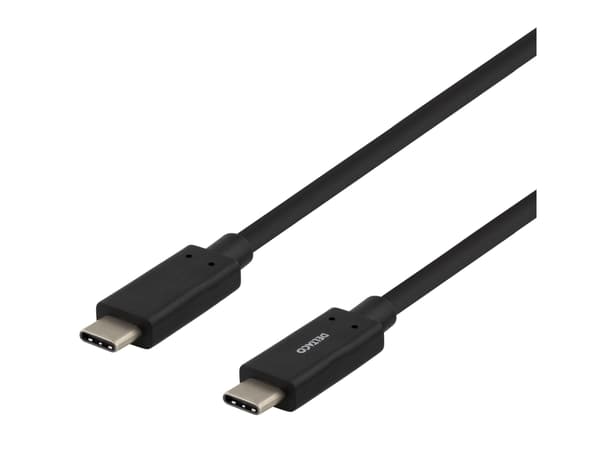 DELTACO USBC-1121M - USB-kabel - 24 pin USB-C (hane) till 24 pin USB-C (hane) - USB 3.1 Gen 2 - 50 cm - USB Power Delivery (3A, 60W) - svart