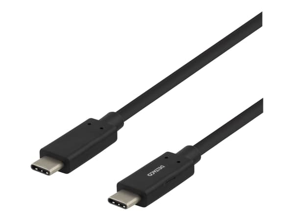 DELTACO USBC-1121M - USB-kabel - 24 pin USB-C (hane) till 24 pin USB-C (hane) - USB 3.1 Gen 2 - 50 cm - USB Power Delivery (3A, 60W) - svart