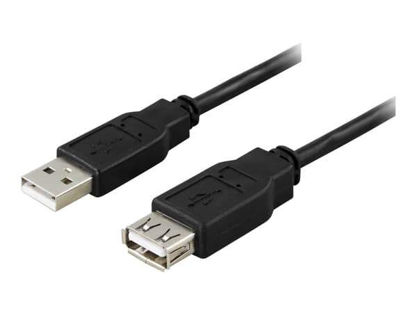 DELTACO USB2-102S - USB-forlengelseskabel - USB (hunn) til USB (hann) - USB 2.0 - 20 cm - svart
