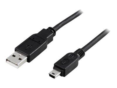 Deltaco USB 2.0 Cable A/mini B, 2m, 2 m, USB A, Mini-USB B, Naaras/naaras, 480 Mbit/s, Musta