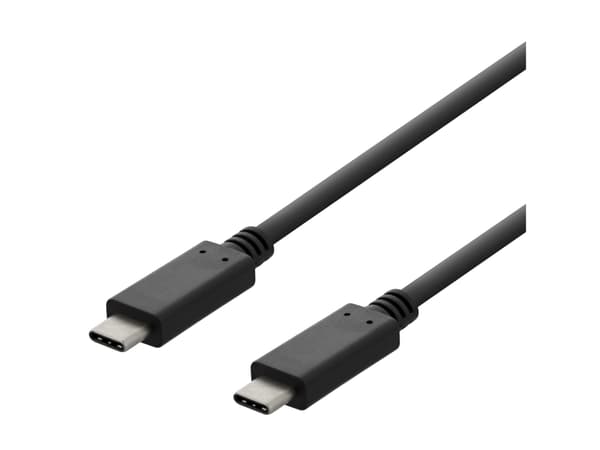 DELTACO USBC-2001 - USB-kabel - USB-C (hane) till USB-C (hane) - USB 2.0 - 3 A - 1 m - svart