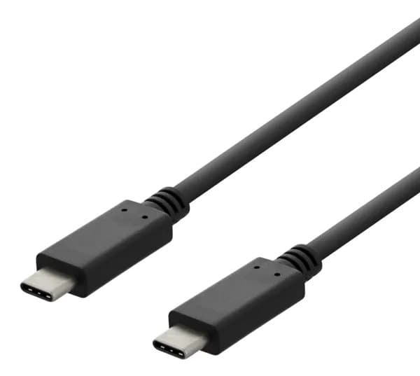 DELTACO USBC-2001 - USB-kabel - USB-C (hane) till USB-C (hane) - USB 2.0 - 3 A - 1 m - svart