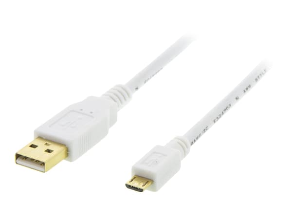 DELTACO MICRO-105 - USB-kabel - mikro-USB typ B (hane) till USB (hane) - USB 2.0 - 1 m - vit
