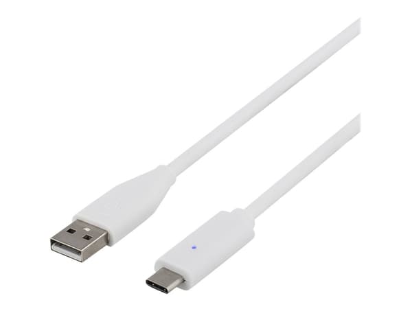 DELTACO - USB-kabel - USB (hane) till 24 stift USB-C (hane) - USB 2.0 - 1 m - vit