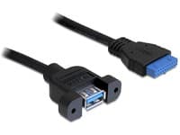 Delock USB 3.0 Pin Header - USB intern til ekstern kabel - USB Type A (hun) til 19 pin USB 3.0 samlekasse (hun) - 50 cm - sort