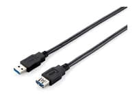 Equip 128398, 2 m, USB A, USB A, USB 3.2 Gen 1 (3.1 Gen 1), Hankjønn/hunkjønn, Sort