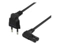 Miniatyrbilde 2 av 5: DELTACO - Strømkabel - Europlug (hann) vinklet til power IEC 60320 C7 vinklet - AC 250 V - 2.5 A - 50 cm - svart