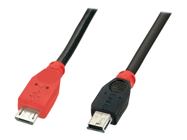 Lindy 31717 USB-kablar 0,5 m USB 2.0 Mini-USB B Micro-USB B Svart, Röd