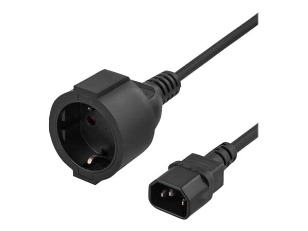 Power adapter, IEC C14 male to CEE 7/4 (Schuko) female, 1m