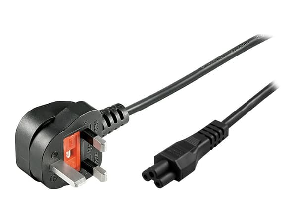 DELTACO DEL-109F-UK - Strømkabel - BS 1363 (hann) til IEC 60320 C5 rett - AC 250 V - 2.5 A - 3 m - svart