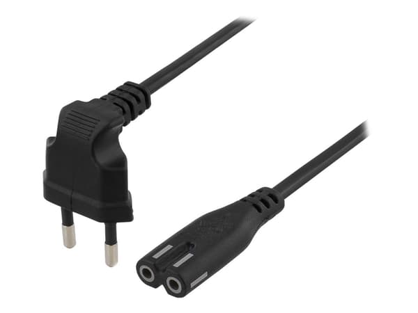 Power cable angled CEE 7/16 straight IEC 60320 C7 3m black