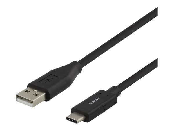 DELTACO - USB-kabel - USB (hane) till USB-C (hane) - USB 2.0 - 25 cm - svart