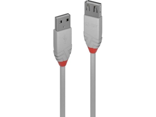 Lindy 36713, 2 m, USB A, USB A, USB 2.0, 0,48 Gbit/s, Grå