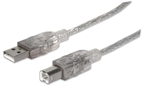 Manhattan 333405, 1,8 m, USB A, USB B, USB 2.0, 0,48 Gbit/s, Silver
