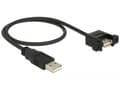 Miniatyrbild 3 av 5: Delock - USB-förlängningskabel - USB (hane) till USB (hona) kan monteras på panel - USB 2.0 - 50 cm - svart