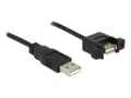 Miniatyrbild 4 av 5: Delock - USB-förlängningskabel - USB (hane) till USB (hona) kan monteras på panel - USB 2.0 - 50 cm - svart