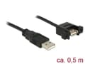 Miniatyrbild 5 av 5: Delock - USB-förlängningskabel - USB (hane) till USB (hona) kan monteras på panel - USB 2.0 - 50 cm - svart