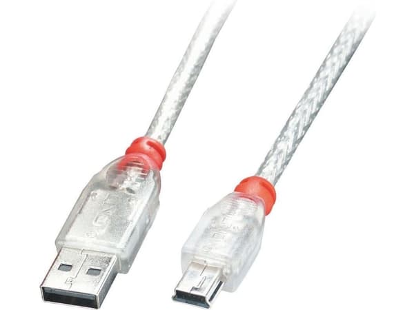 Lindy 41780, 0,2 m, USB A, Mini-USB B, USB 2.0, 0,48 Gbit/s, Gjennomsiktig