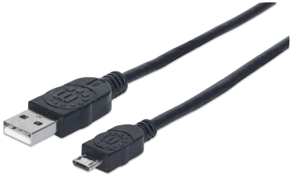 Manhattan 325684, 3 m, USB A, Micro-USB B, USB 2.0, Hankjønn/hankjønn, Sort