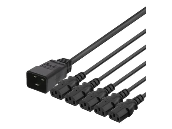IEC C20 to 5x IEC C13 Power cable, 3m, 16A/250V, Y-Splitter