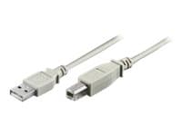 Microconnect USB 2.0 A-B 1m M-M, 1 m, USB A, USB B, USB 2.0, Uros/uros, Valkoinen