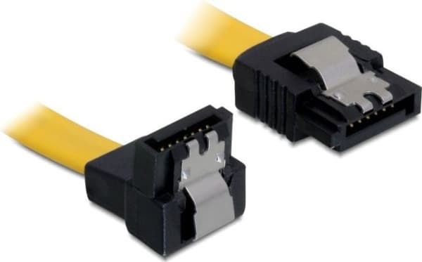 Delock Cable SATA - SATA-kabel - Serial ATA 150/300/600 - SATA (hona) till SATA (hona) - 20 cm - nedåtvinklad kontakt, sprintlåsning, rak kontakt - g
