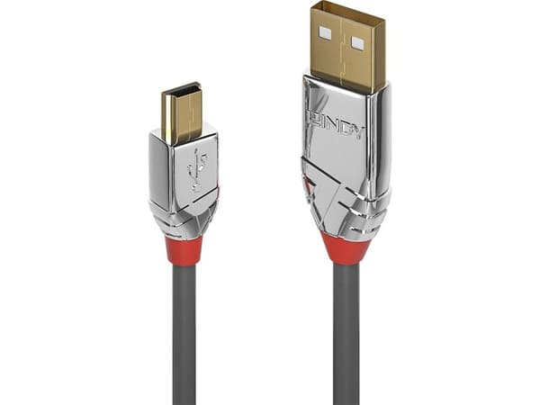 Lindy 36632, 2 m, USB A, Mini-USB B, USB 2.0, 0,48 Gbit/s, Grå