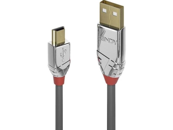 Lindy 36632, 2 m, USB A, Mini-USB B, USB 2.0, 0,48 Gbit/s, Grå