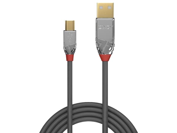 Lindy 36632, 2 m, USB A, Mini-USB B, USB 2.0, 0,48 Gbit/s, Grå