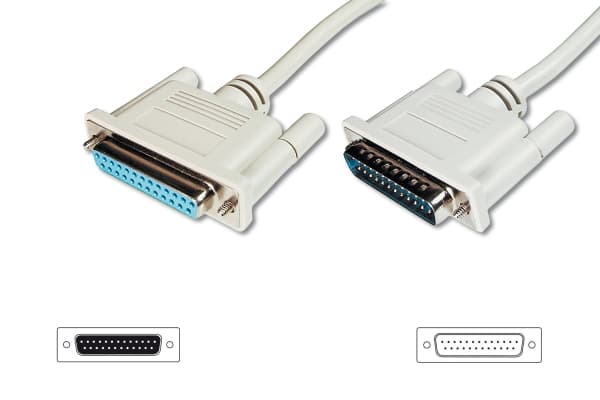 ASSMANN - Seriell/parallell-forlengelseskabel - DB-25 (hann) til DB-25 (hunn) - 3 m - formstøpt, tommelskruer - beige