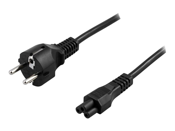 DELTACO - Strømkabel - power CEE 7/7 (hann) rett til IEC 60320 C5 rett - AC 250 V - 2.5 A - 20 cm - svart