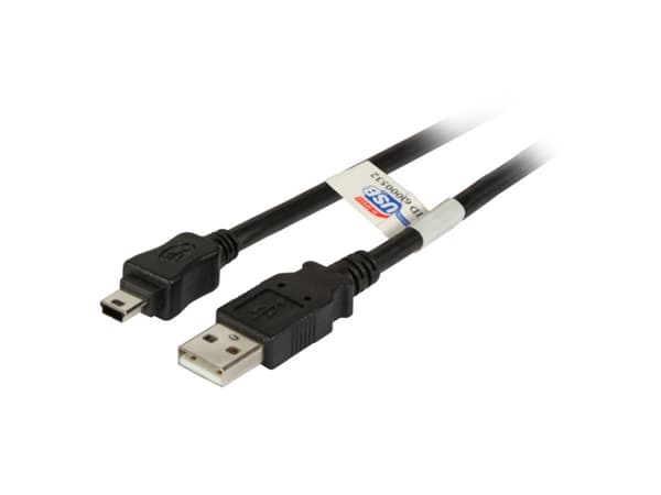 EFB Elektronik USB 2.0 A / Mini B 3m, 3 m, USB A, Mini-USB B, USB 2.0, Hane/Hane, Svart