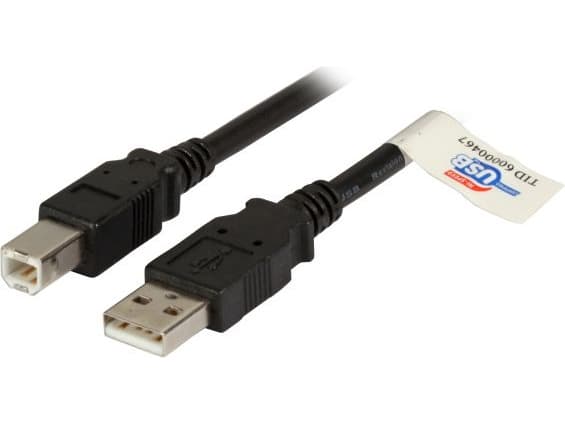 EFB Elektronik K5256SW.1, 1 m, USB A, USB B, USB 2.0, Hane/Hane, Svart