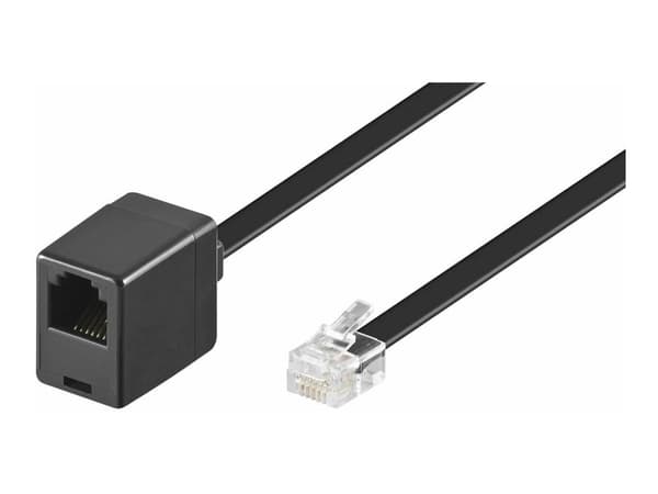 MicroConnect Modular Straight - Telefonkabel - RJ-12 (han) til RJ-12 (hun) - 3 m - sort