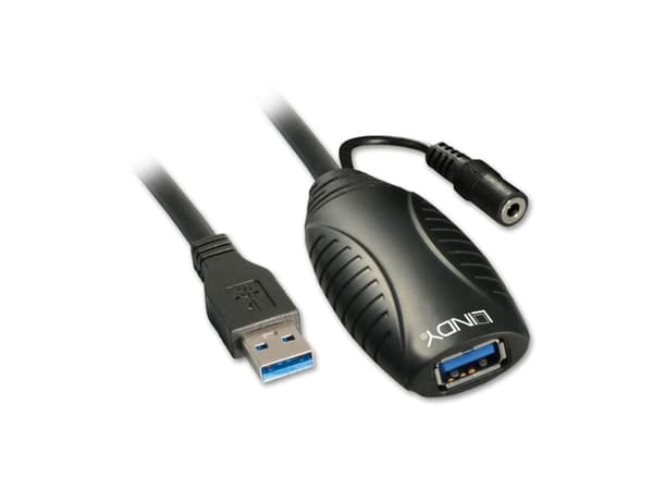 Lindy 43156, 10 m, USB A, USB A, USB 3.2 Gen 1 (3.1 Gen 1), 5 Gbit/s, Sort