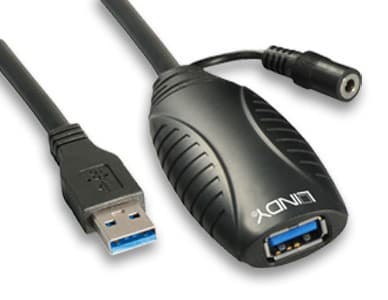 Lindy 43156, 10 m, USB A, USB A, USB 3.2 Gen 1 (3.1 Gen 1), 5 Gbit/s, Sort