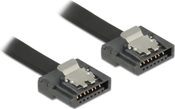 Delock FLEXI - SATA-kabel - Serial ATA 150/300/600 - SATA (hann) til SATA (hann) - 30 cm - låst - svart