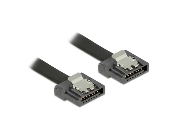 Delock FLEXI - SATA-kabel - Serial ATA 150/300/600 - SATA (hann) til SATA (hann) - 30 cm - låst - svart